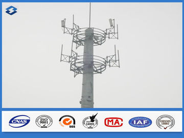 10 - 40 เมตรเสาสัญญาณโทรศัพท์เคลื่อนที่แบบเสาเหล็ก Monopole mast Slip Joint Connection
